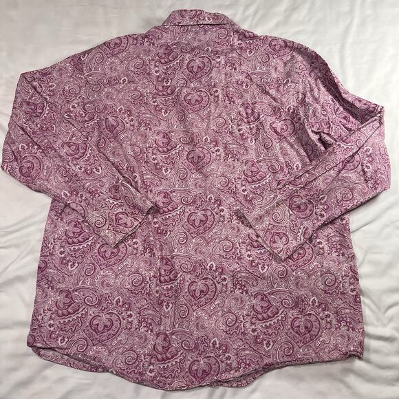 Wrangler Western Shirt Mens Size XL Pink Paisley Floral Breast Cancer Pearl Snap - Picture 12 of 16